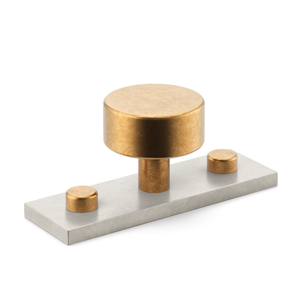 MIX Plain Cabinet Knob & Backplate - Mixed Finish